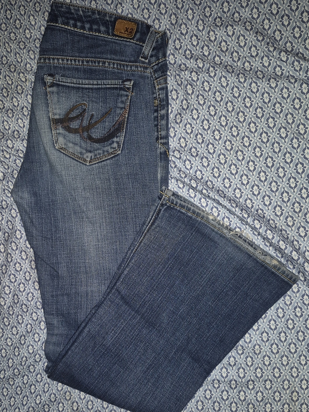 X2 Women's Dark Blue Flare Jeans with Embroidered Back Pocket